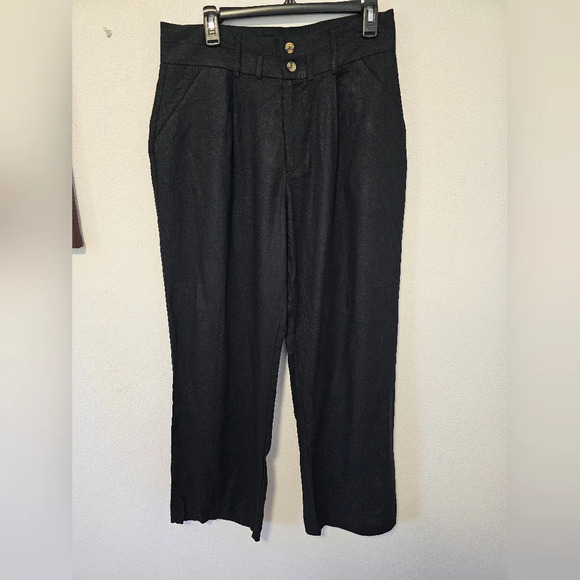 Crosby Black Wide Leg Pleated Linen and Viscose Pants Women's Size 12 NWOT - Picture 10 of 10